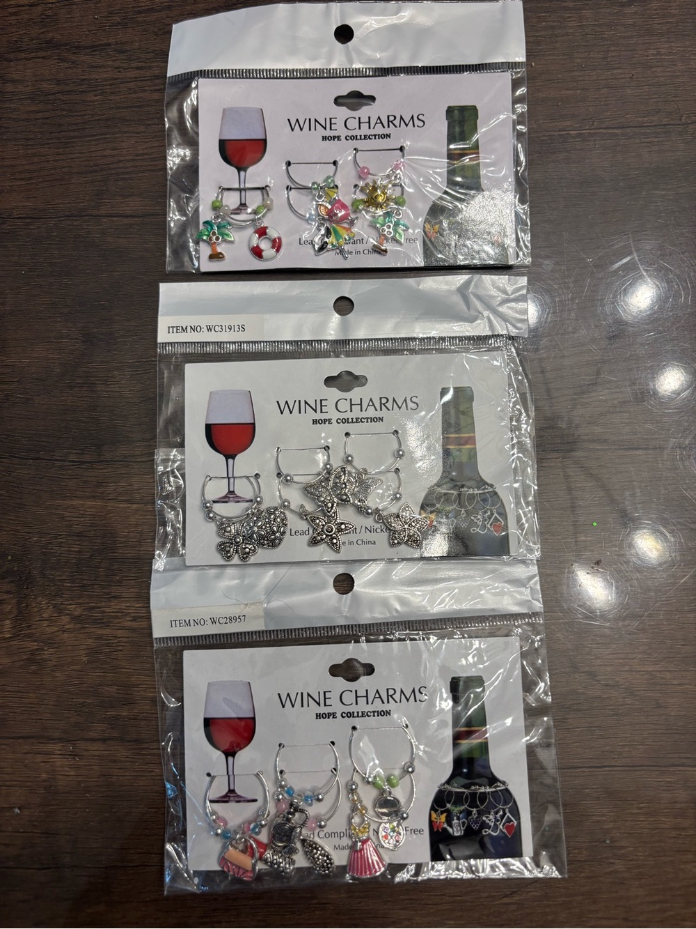 Wine Glass Charms-Home Collection Multi-Color and Silver
